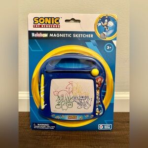 Sonic the Hedgehog Rainbow Magnetic Sketcher Travel Toy Draw Write w/ Stylus NIB